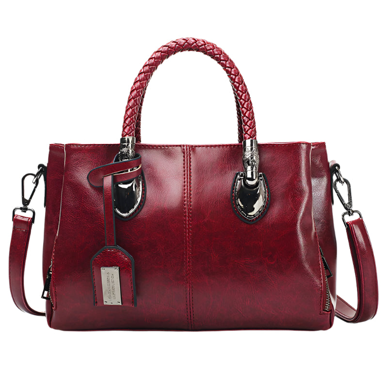 Vintage Oil Wax leather luxury handbags Women Bags