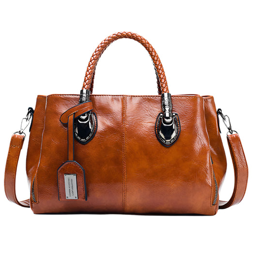 Vintage Oil Wax leather luxury handbags Women Bags